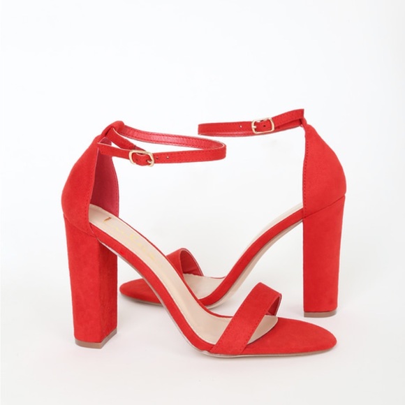 Lulus Taylor Red Suede Ankle Strap Heels - Picture 4 of 4